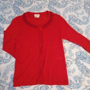 Kate Spade Cashmere/Wool Cardigan with Beaded Collar